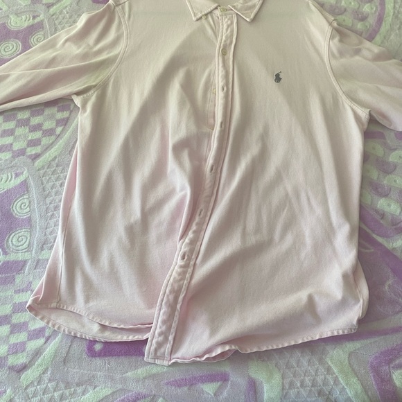 Mens pink mesh long sleeve polo mint - Picture 2 of 5